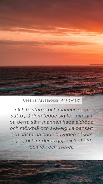 Uppenbarelseboken 9:17 SV1917 Bible Verse Image